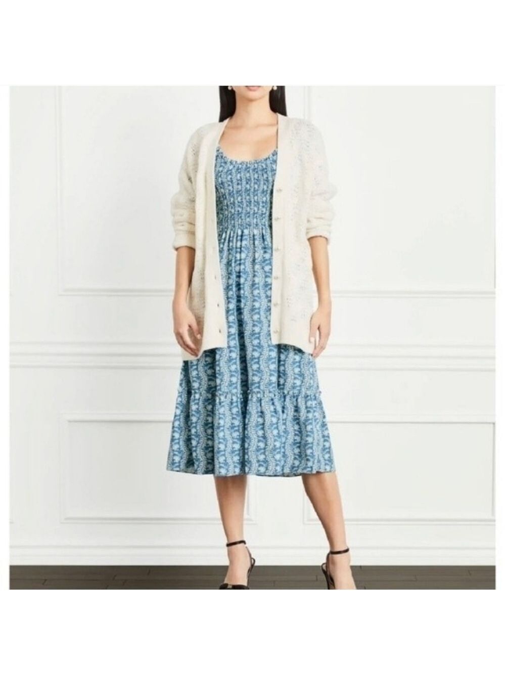 Hill House Simple Cardigan Merino Wool Ivory Pearl Buttons Medium